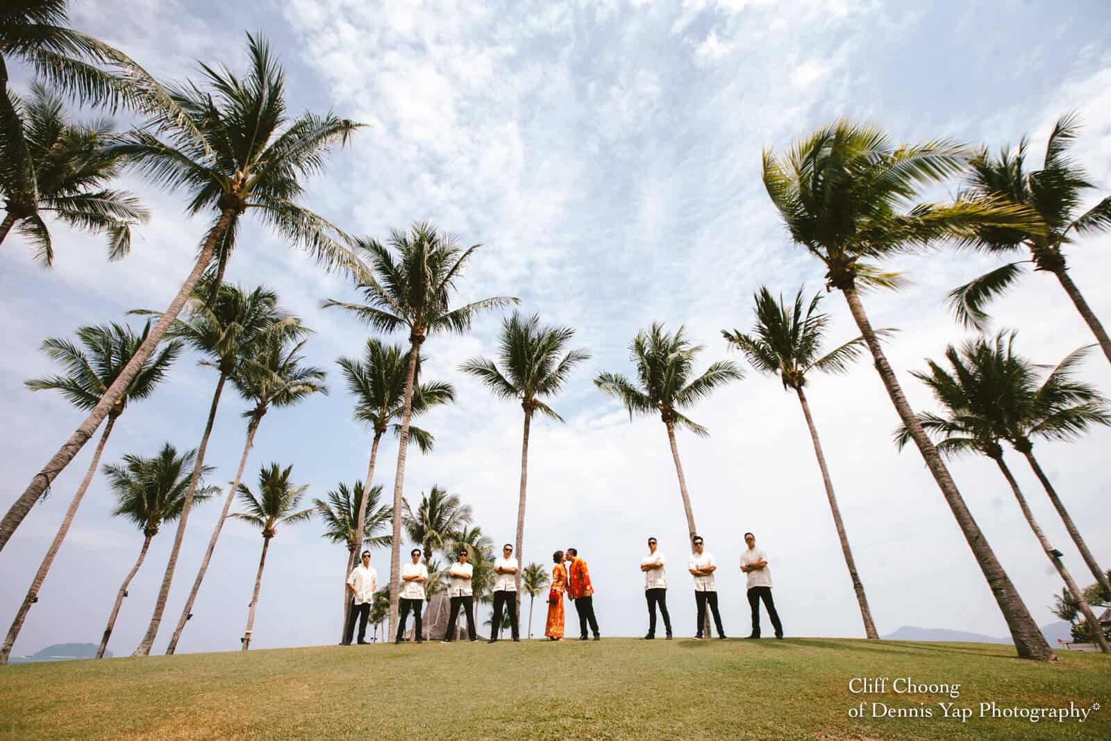Wedding Day in Kota Kinabalu Sabah Malaysia Shangri-La Tanjung Aru Resort and Spa Cliff Choong Photography groom bride entourage