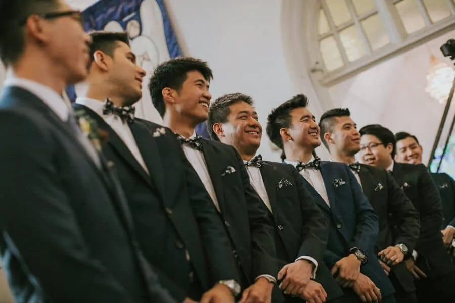 Groomsmen Line Up at Wedding St. Andrew Church Kuala Lumpur Malaysia Destination Cliff Choong Photography Classic Simple elegant 