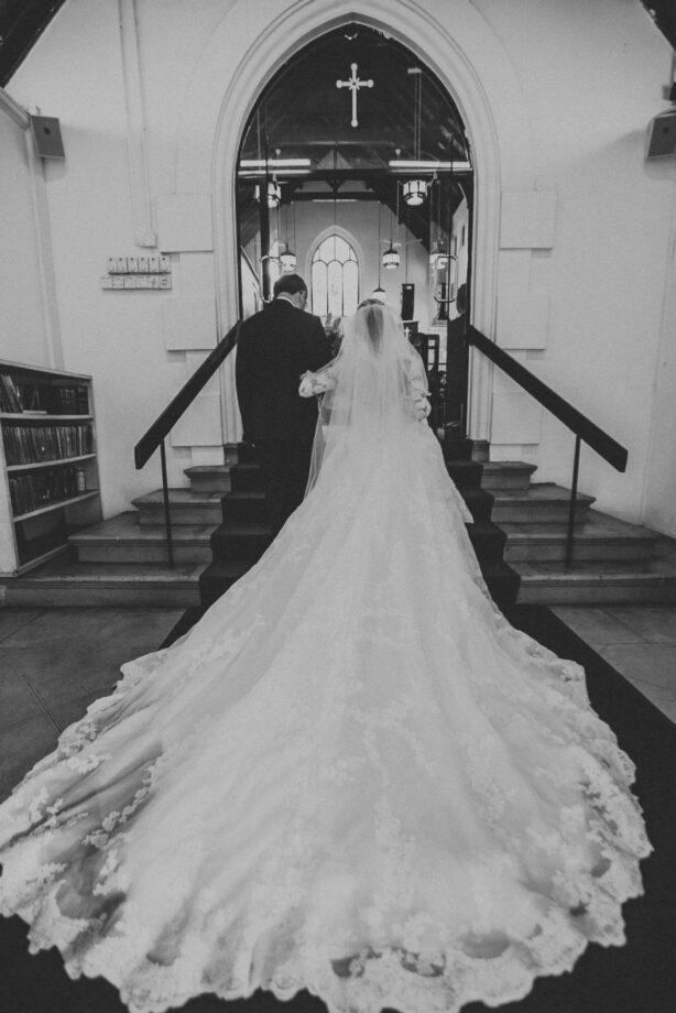 Father and Bride Marching In Wedding St. Andrew Church Kuala Lumpur Malaysia Destination Cliff Choong Photography Classic Simple elegant 