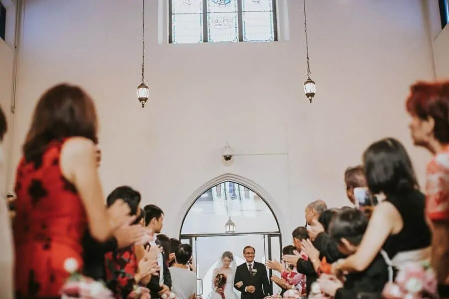 Father and Bride Marching In Wedding St. Andrew Church Kuala Lumpur Malaysia Destination Cliff Choong Photography Classic Simple elegant 