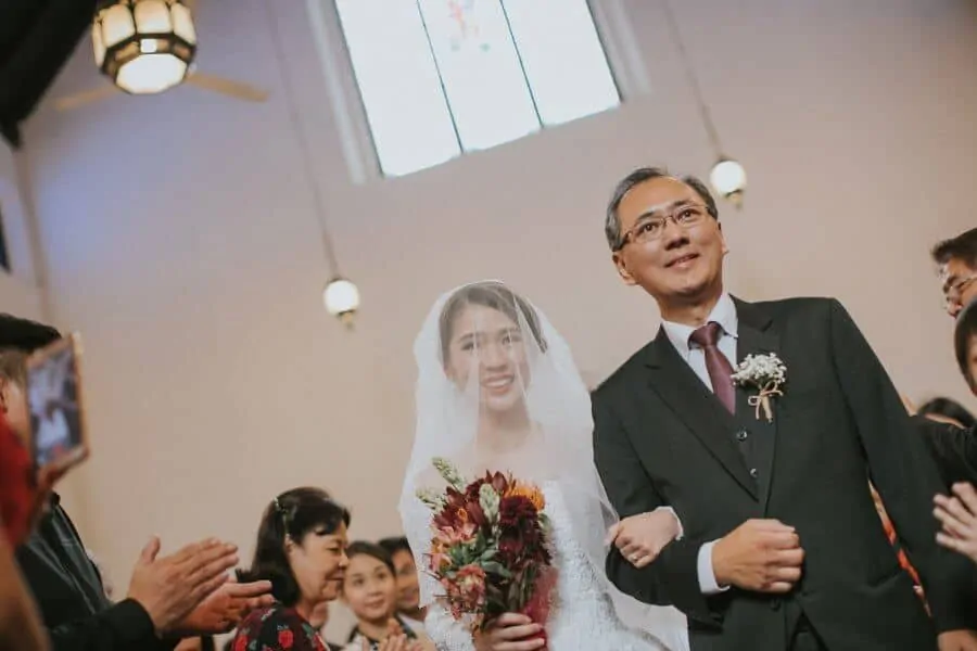 Father and Bride Marching In for church Wedding Kuala Lumpur Malaysia Destination Cliff Choong Photography Classic Simple elegant 