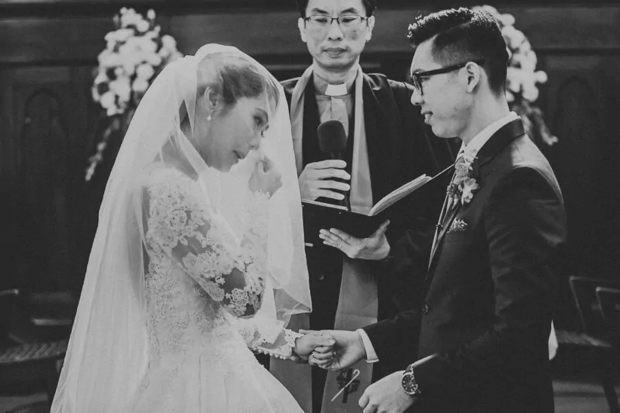 Black and white Church Wedding photo in Malaysia