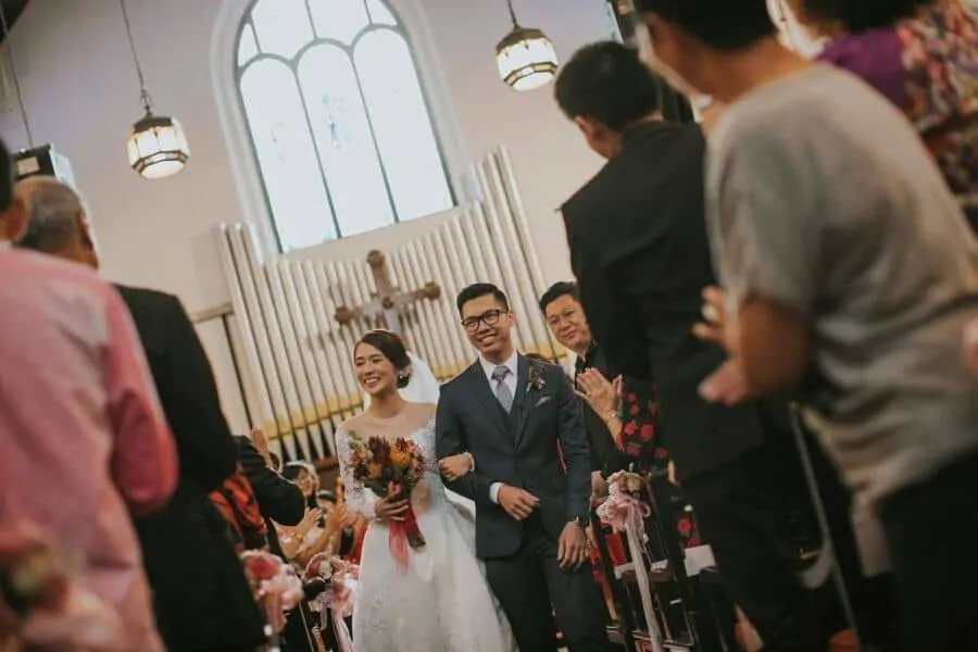 Marching Out Wedding St. Andrew Church Kuala Lumpur Malaysia Destination Cliff Choong Photography beautiful wedding gown dress Classic Simple elegant 