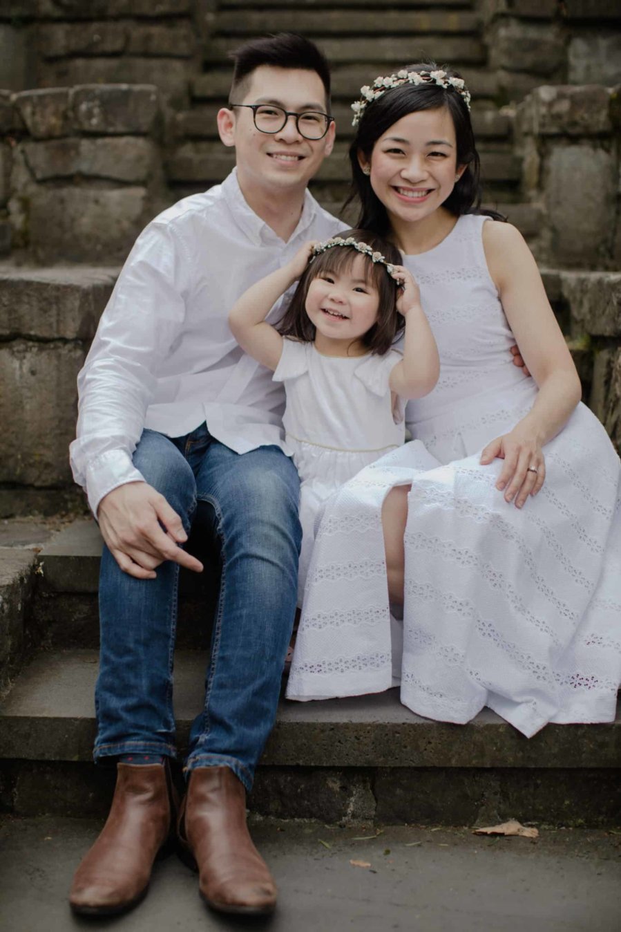 Happy Family Portrait Session With fun relax casual cozy lifestyle playful at the green park