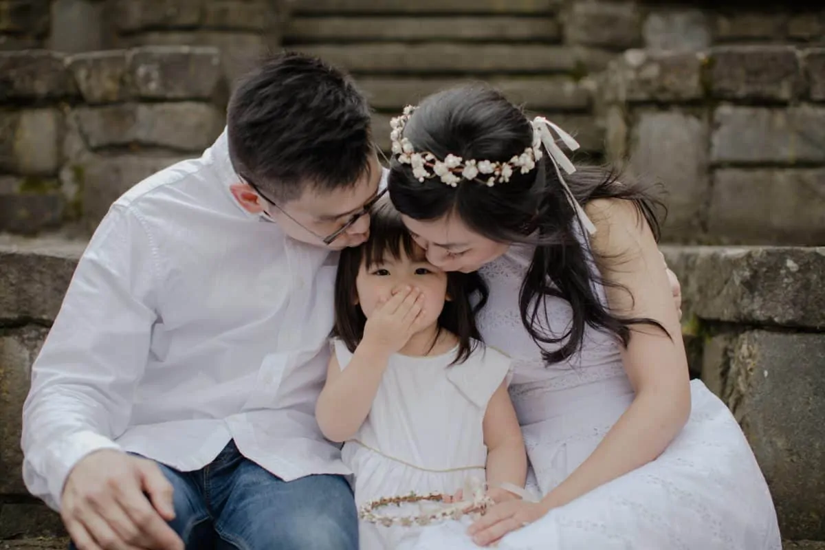 Happy Family Portrait Session With fun relax casual cozy lifestyle playful at the green park