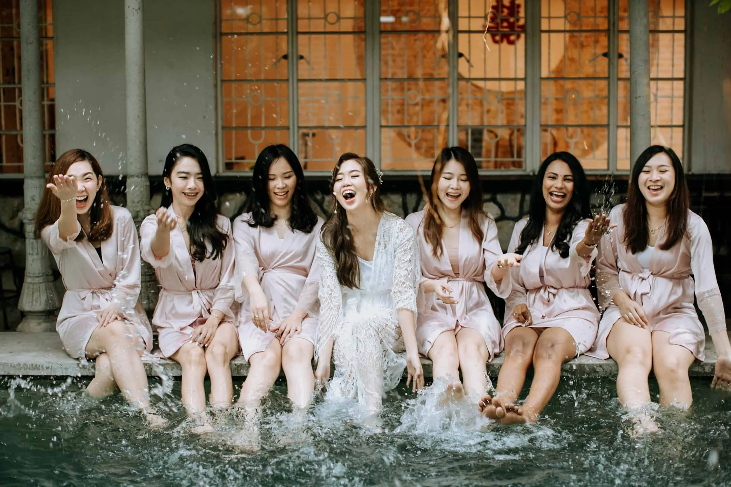 white olive green Rustic Wedding Sekeping Jugra cliff choong destination portrait and wedding photographer malaysia kuala lumpur bride and groom desert couple kiss romantic intimate moment scene bridesmaids beautiful rose robe Playing Water in the pond