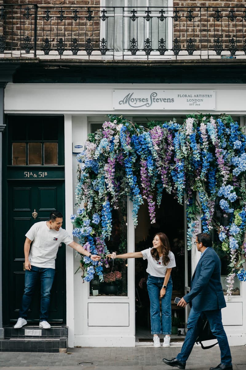 Beloved Couple portrait session with beautiful flowers at London Street Stephanie & Jack Cliff Choong Photography