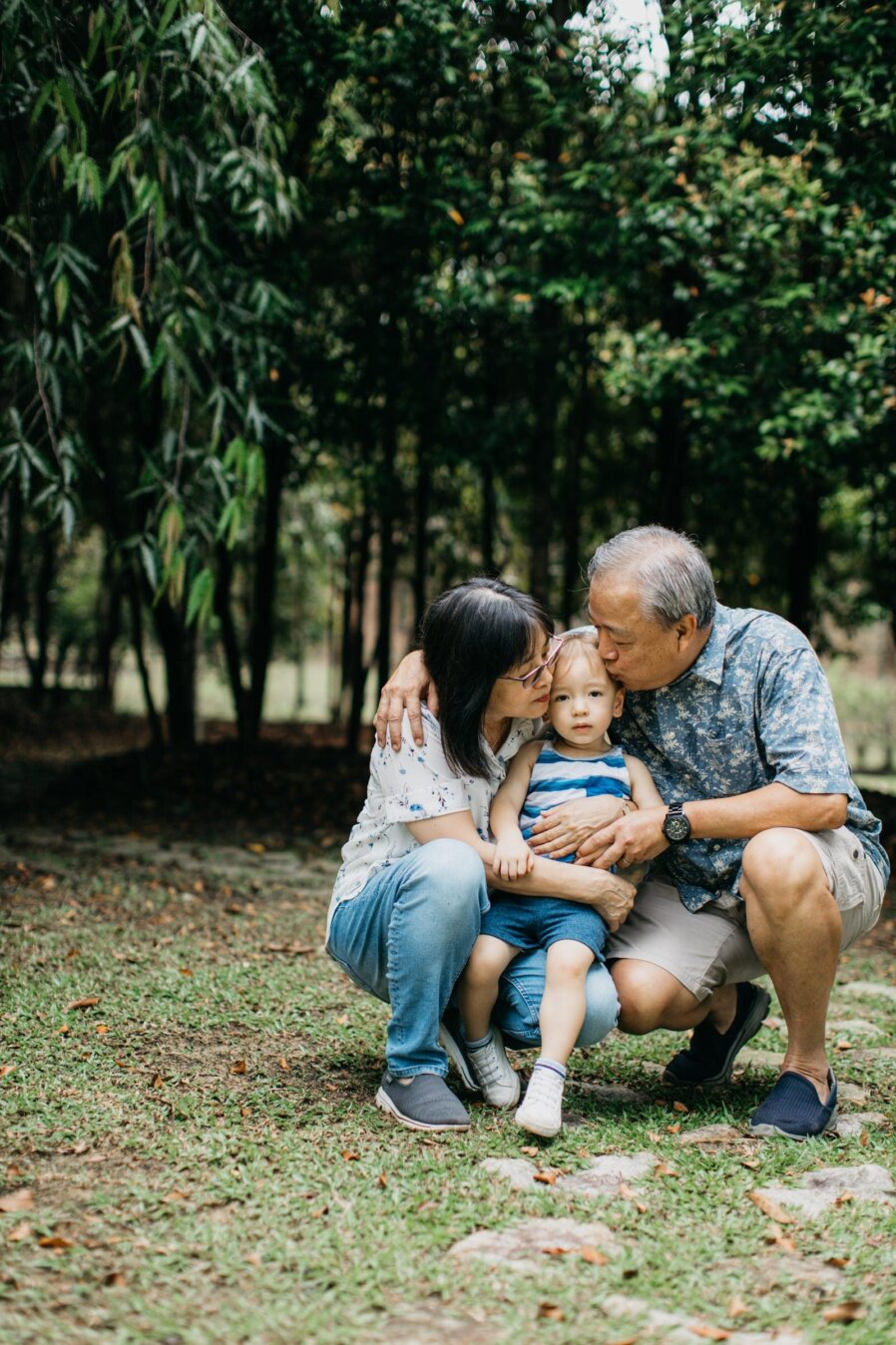Cute little boy with grandpa and grandma Damansar Tropical Family Portrait Session in Kuala Lumpur Malaysia
