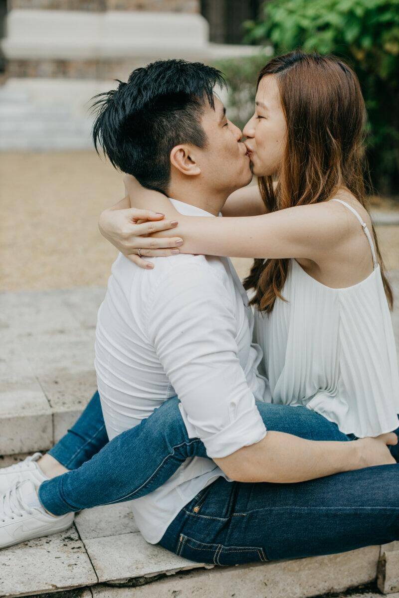 Couple portrait session in the heart of Kuala Lumpur brickwall