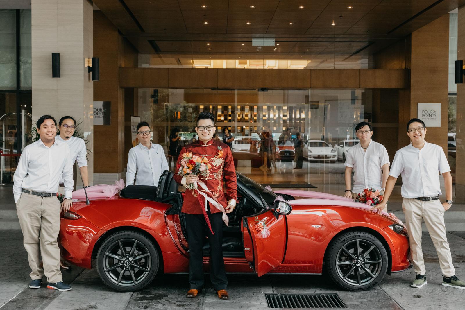 Groom Shot with sportcar groomsmen Chinese Wedding in Kuala Lumpur