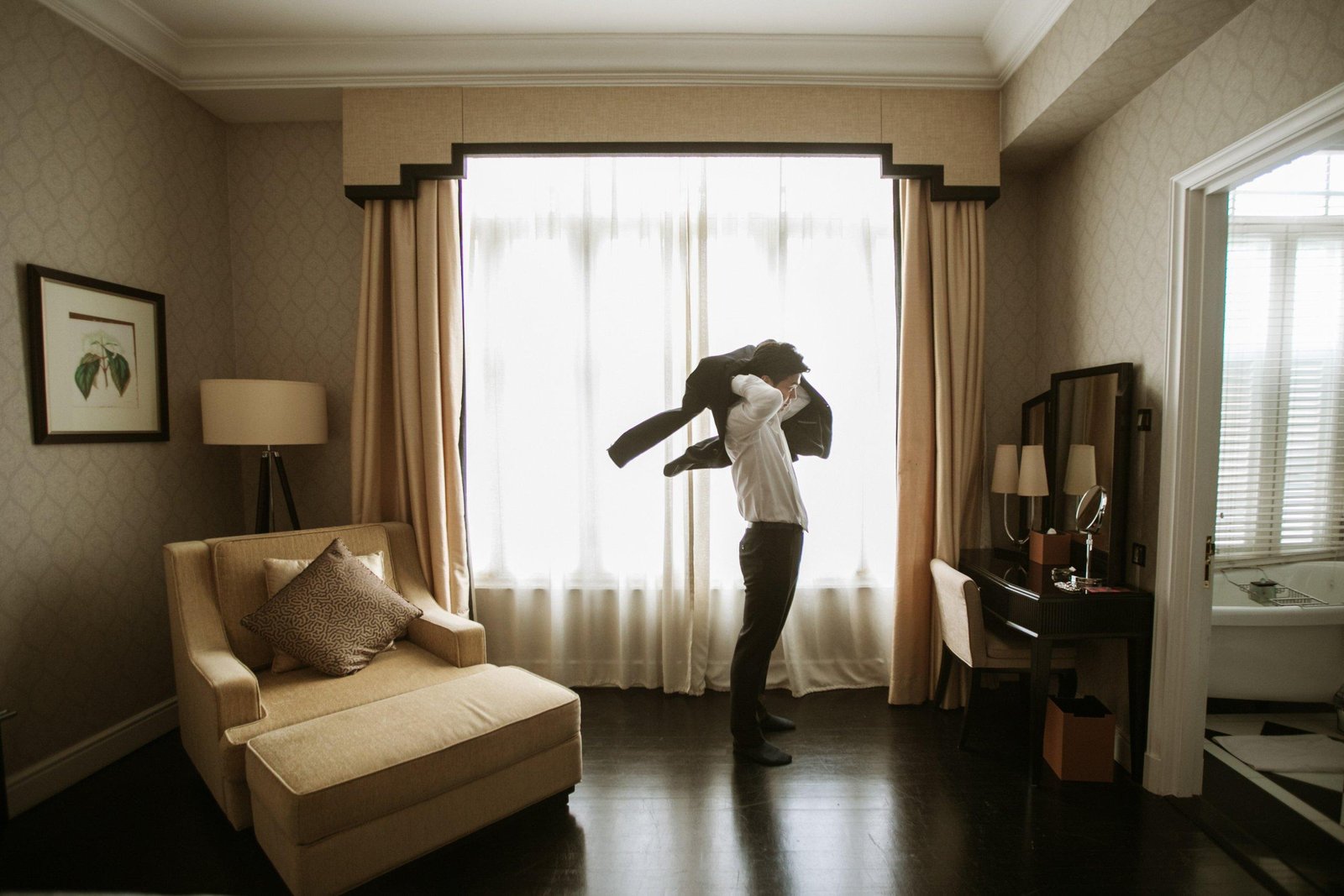 japanese groom getting ready from Tokyo actual day The Majestic Hotel Kuala Lumpur Cross cultural wedding japnese malaysian