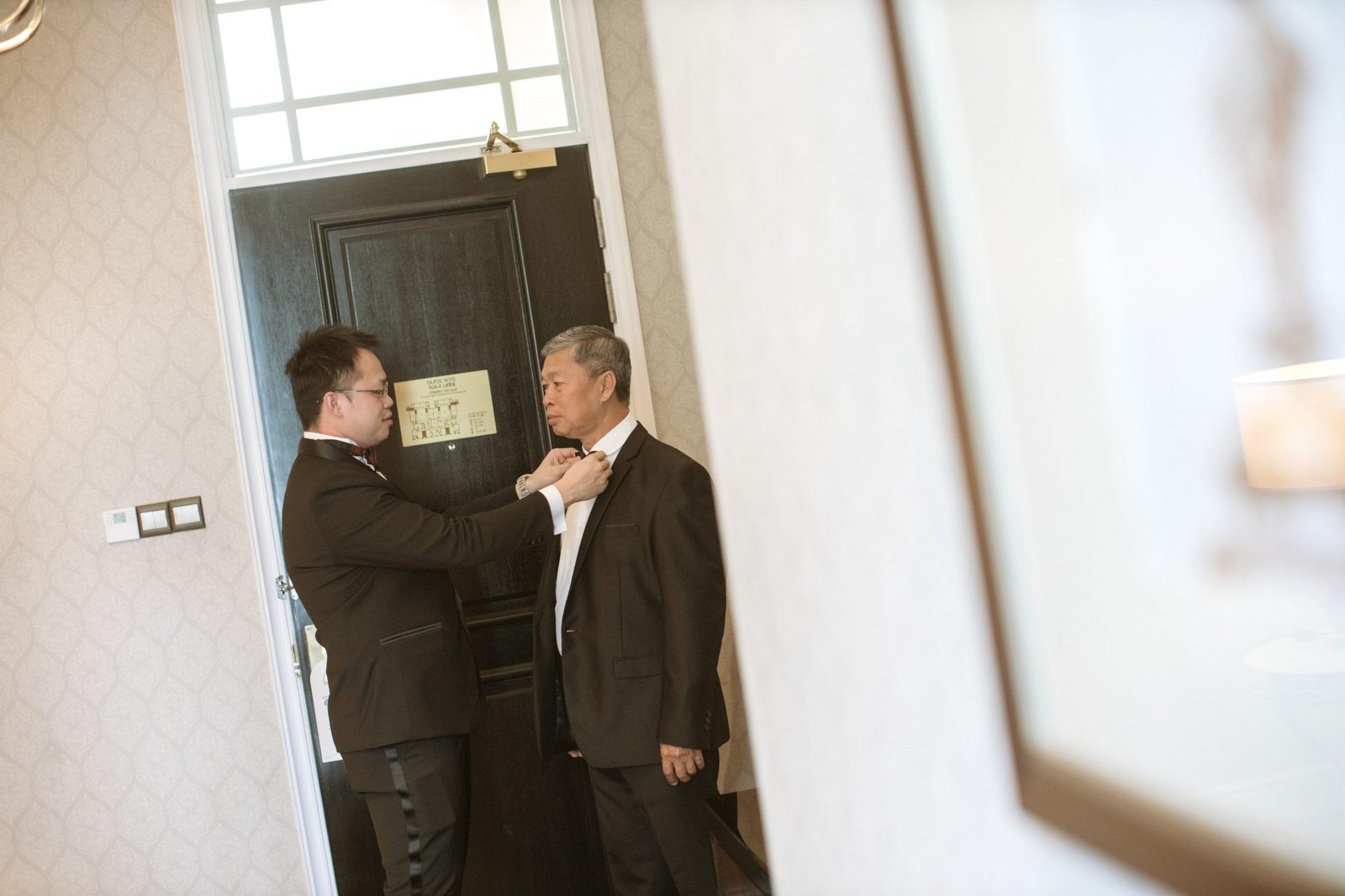 father of bride getting ready actual day The Majestic Hotel Kuala Lumpur Cross cultural wedding japnese malaysian