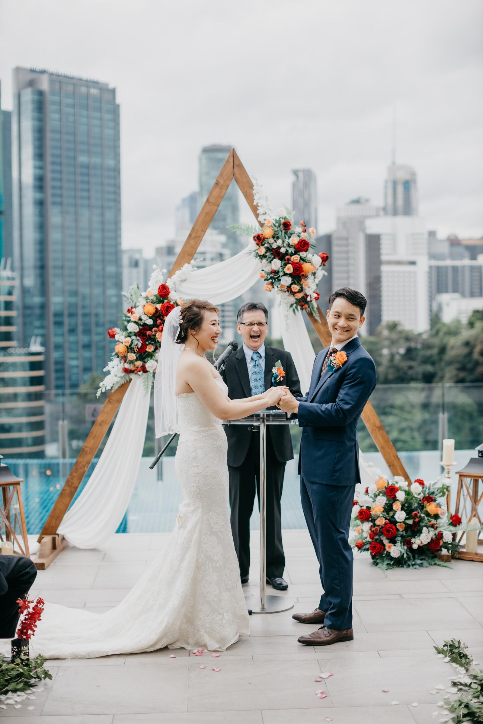 Vow Rings Exchange Boho Deco Rooftop Poolside Wedding at Hotel Stripes Kuala Lumpur MCO2.0 Cliff Choong Photography Malaysia Covid19 ROM 