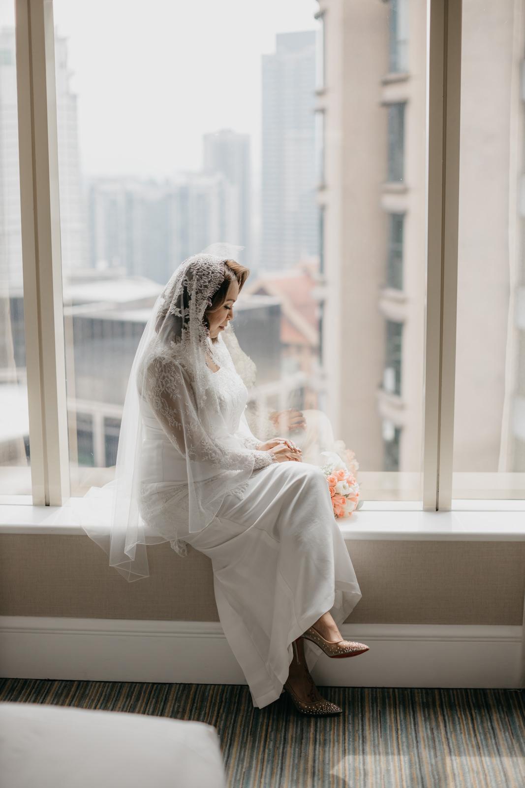 bride portrait Akad Nikah at JW Marriott Kuala Lumpur
