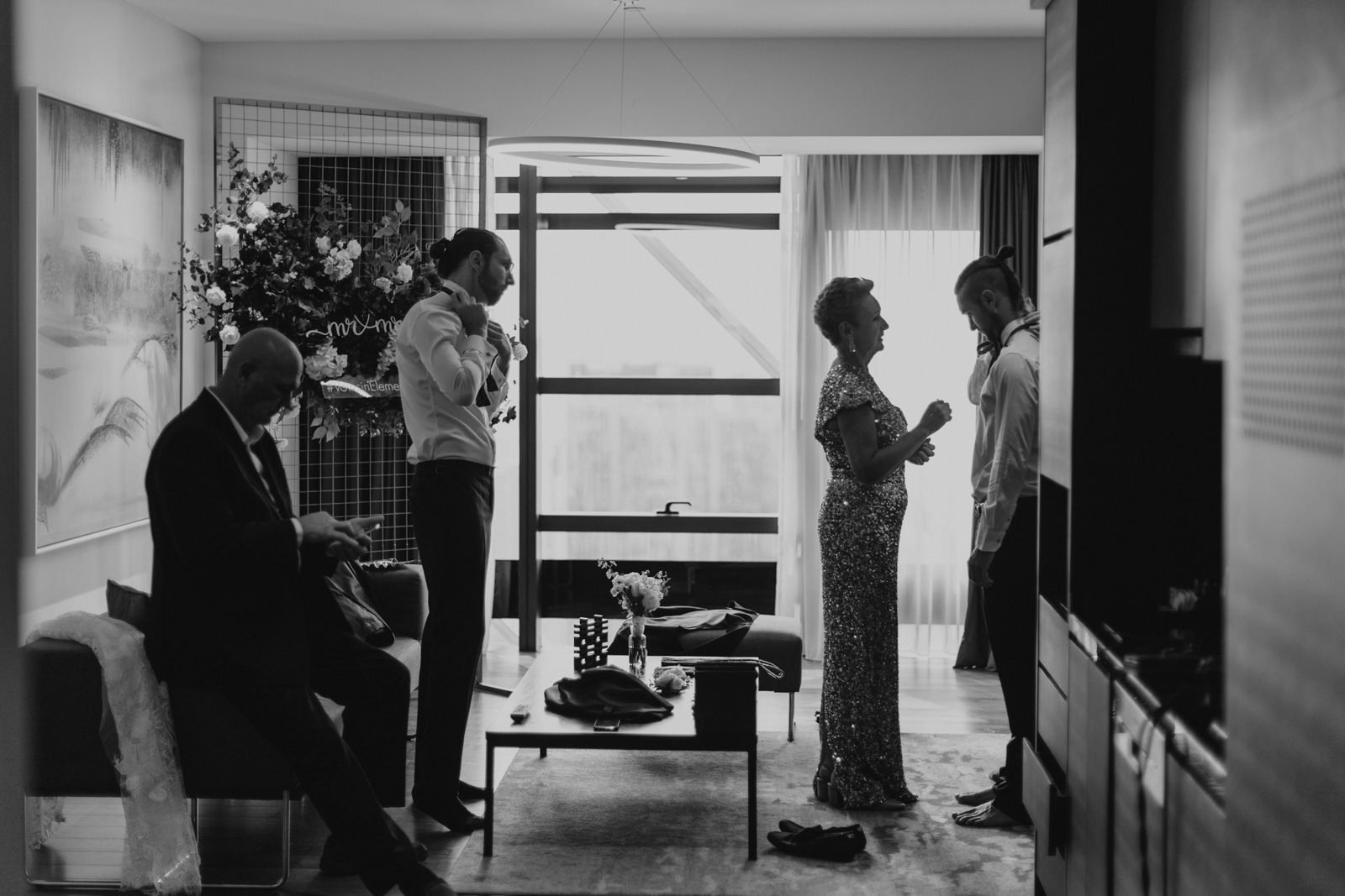 Groom getting ready Lee and Emily's wedding celebration at the Element Hotel Kuala Lumpur