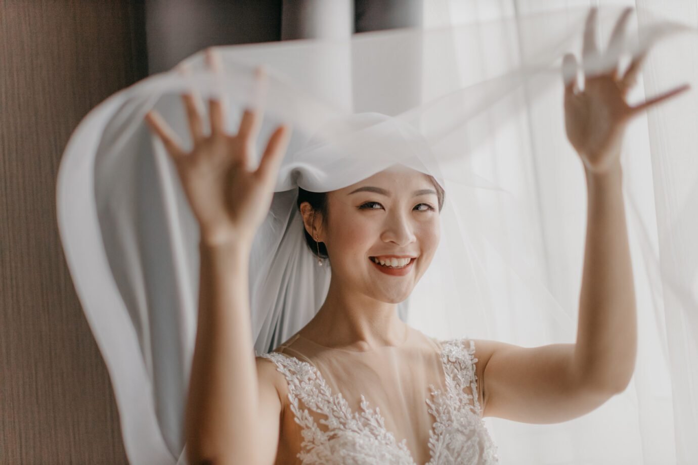 Bride with veil Janice and Christopher church wedding at St Mary's Cathedral Kuala Lumpur Love, democracy, and everlasting memories, Malaysia 15th General Election Day, Cliff Choong Photography