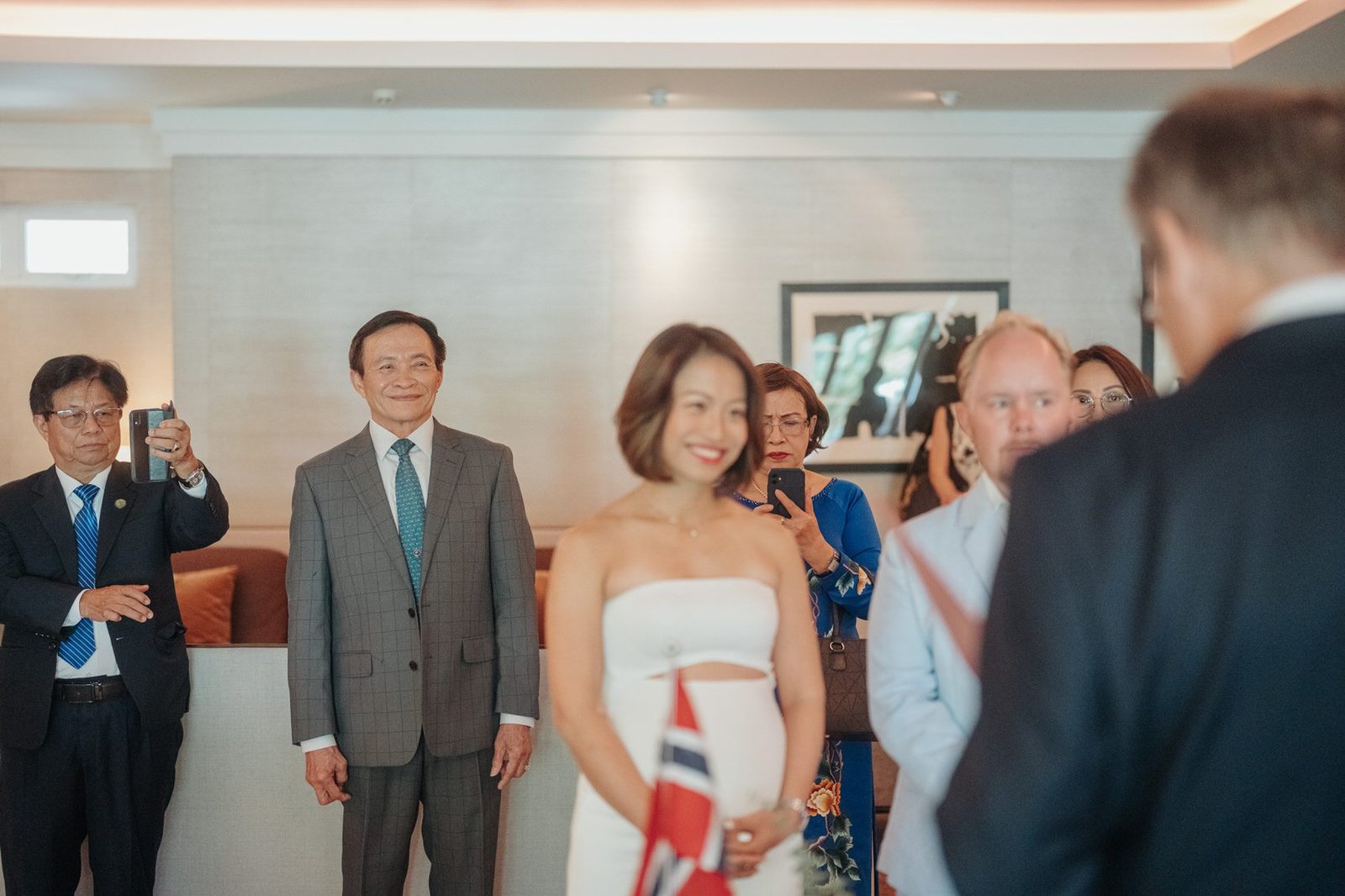 Family from Vietnam gathers to celebrate BaoTran’s and Martin’s intimate ROM in Kuala Lumpur at the Royal Norwegian Embassy in Kuala Lumpur.