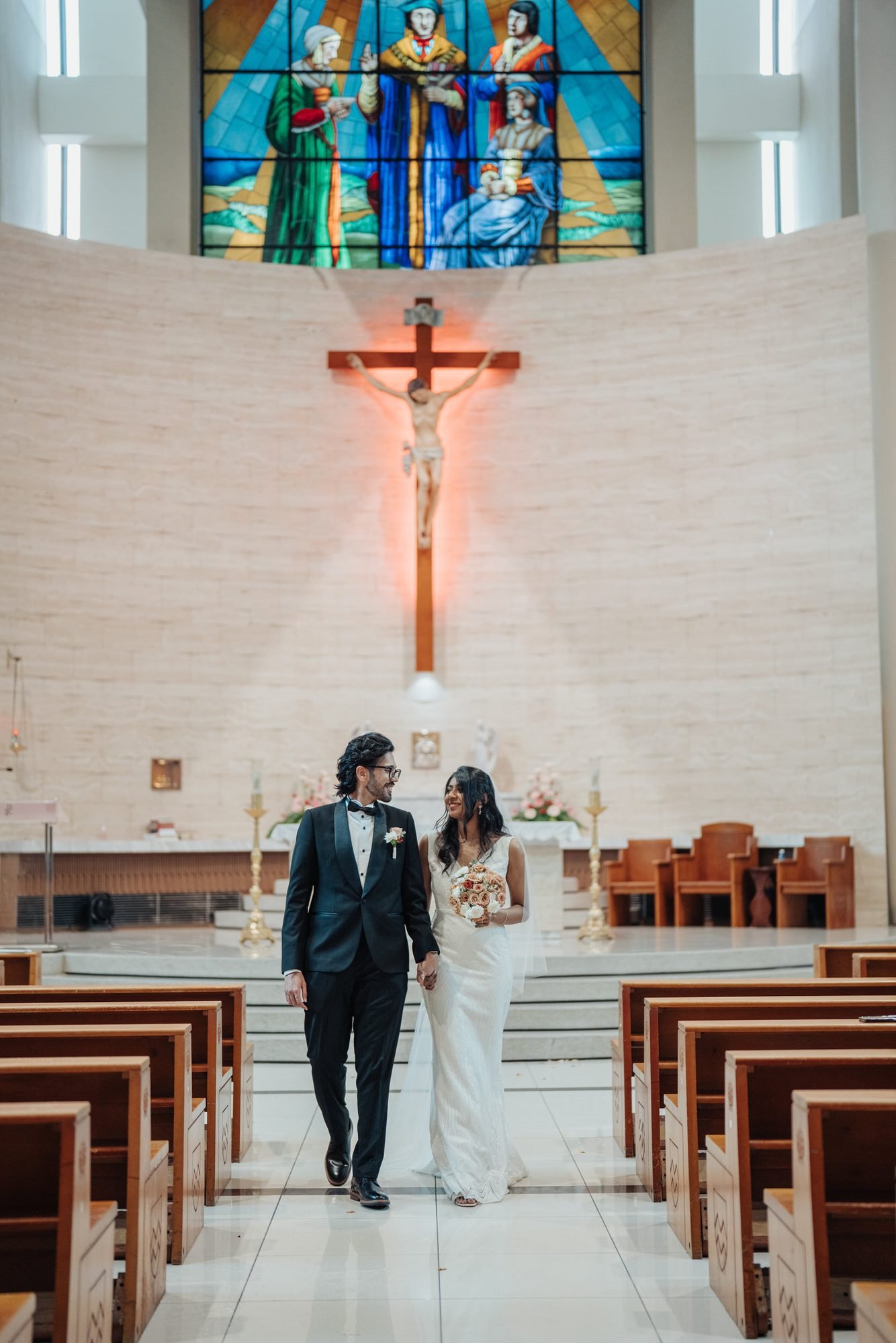 Asheelaa and Shashi together after becoming husband and wife at St. Thomas More Church in Subang Jaya